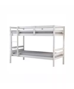 LETTO A CASTELLO "LIONE" IN PINO MASSELLO BIANCO LACCATO 90X190X150 CM
